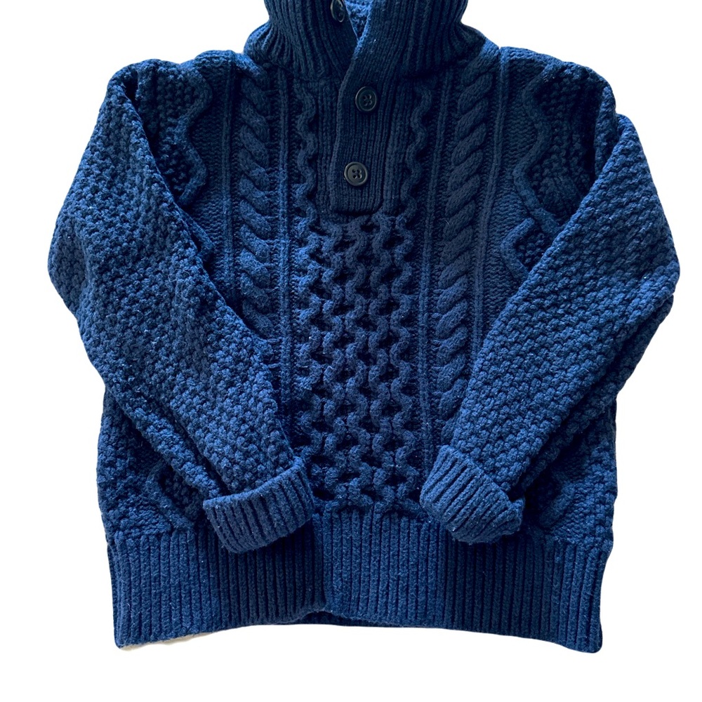 GUC boys Gap XS (4-5) navy blue cable sweater with fleece lined neck 💙